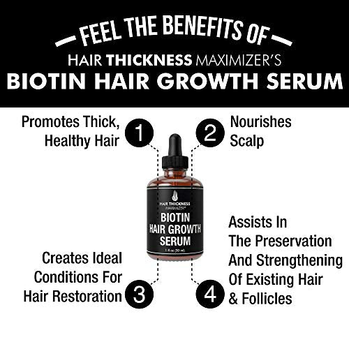 Biotin Hair Growth Serum for Hair Thickening - Vegan Hair Growth Biotin Serum for Dry Scalp Treatment - Unscented Biotin Hair Serum for Growth and Thickness - Nourish Dry, Frizzy and Weak Hair