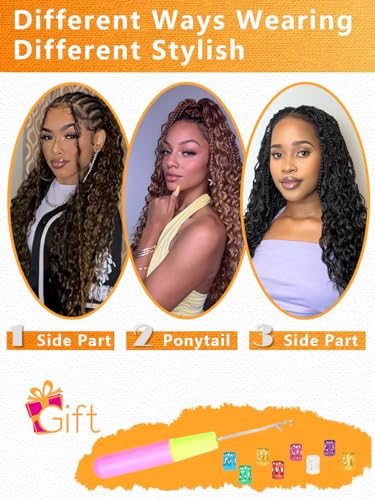 Goddess Box Braids Crochet Hair for Women 24 Inch 8 Packs Boho Crochet Box Braids with Curly Ends Bohemian Pre-looped Box Braids Crochet Braiding Hair Extensions(24inch,1B/27)