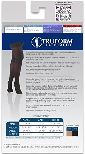 Truform Women's Compression Stockings, 20-30 mmHg, Thigh High Length, Closed Toe, Opaque, Black, X-Large