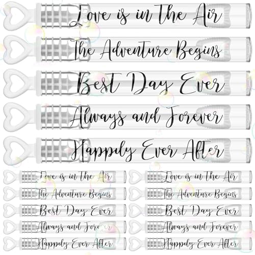 120 Count Wedding Mini Bubble for a Wedding Wands Bulk Heart Bubble Wand for Guests Send Off Party Supplies Valentine Anniversaries Celebration (Love Always)