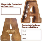 Summidate Customized Name Extra Large Wooden Piggy Bank for Kids Boys Girls Alphabets Letter A-Z Coins Bills Money Change Saving Box (Laser Engraved) Educational Toys 12"- Letter A