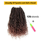 9 Packs Goddess Box Braids Crochet Hair 12 Inch Boho Box Braids with Curly Ends Synthetic Crochet Hair for Women, T30/Ombre Medium Dark Brown