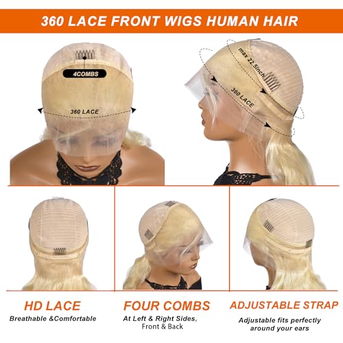 360 Lace Front Wigs Human Hair 613 long Lace Front Wig Human Hair straight Full Lace Human Hair Wigs 200 Density HD Lace Front Wigs 30 Inch