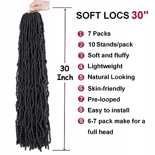 30 Inch Soft Locs Crochet Hair Pre Looped 7 Packs Wavy Faux Locs Crochet Braids for Natural Butterfly Locs Crochet Hair for Black Women (30 inch(pack of 7), 4#)