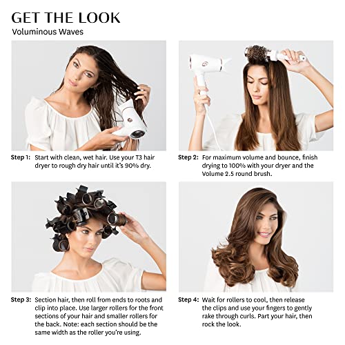 T3 - Volumizing Hot Rollers LUXE | Premium Hair Curler Set for Long Lasting Volume, Body & Shine | Set of 8-4 XL (1.75") & 4 Large (1.5”)