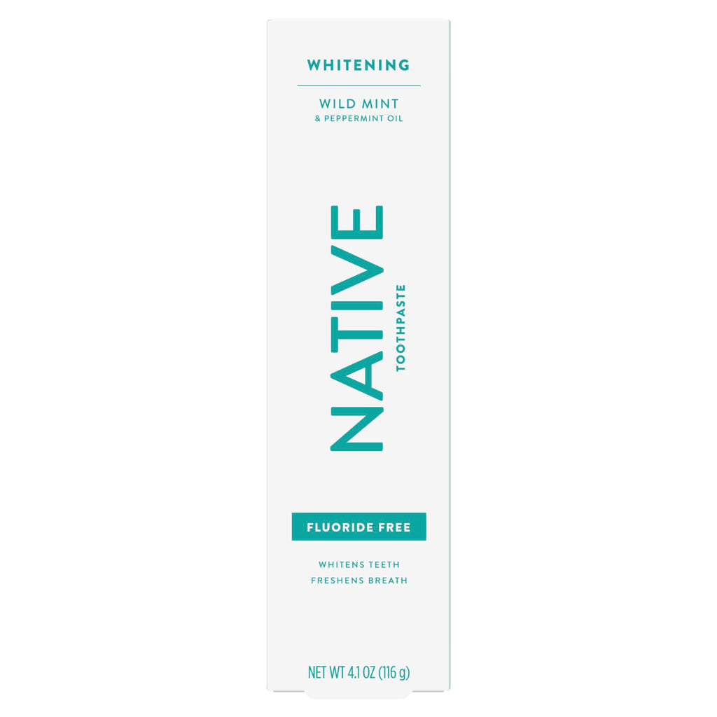 Native Fluoride Free Toothpaste, Whitening - for Adult, Kids 2+ Oral Care - Wild Mint & Peppermint Oil Flavor, 4.1oz (Pack of 3)