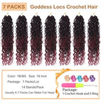 Goddess Locs Crochet Hair 18 Inch 7 Packs Faux Locs Crochet Hair Soft Crochet Locs Boho Faux Locs Crochet Hair Synthetic Hippie Locs Pre Looped Crochet Braids Curly Ends (18 Inch, 1B/BG)