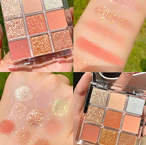 Kayswang 9 colors glitter eyeshadow palette makeup palette matte high pigment color cream texture palette in autumn and winter long lasting and waterproof (4PC), Number Of Items 1, 0.0353 Ounce