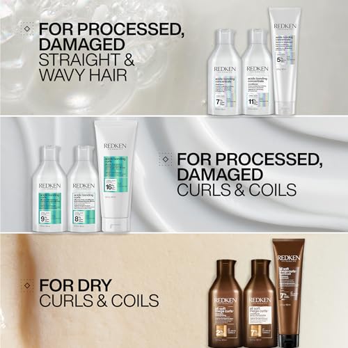 Redken Acidic Bonding Curls Leave-In Treatment For Curly & Coily Hair - Heat Protectant, Repairs & Defines Damaged Curls, Detangles & Conditions