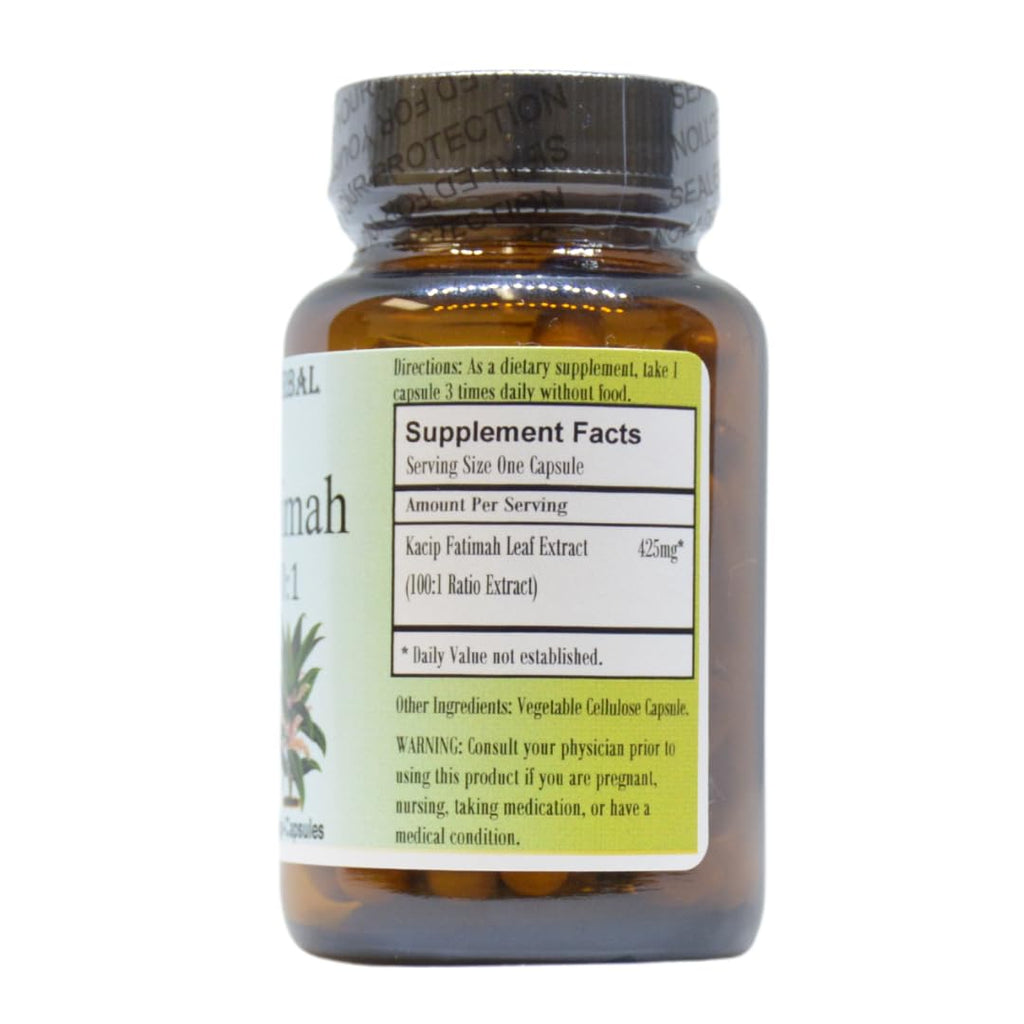 Kacip Fatimah 100:1 Extract | Labisia Pumila | Herbal Supplement for Women's Wellness | 425mg Per Capsule | 60 Vegan Capsules | Stearate-Free | Packaged in Glass