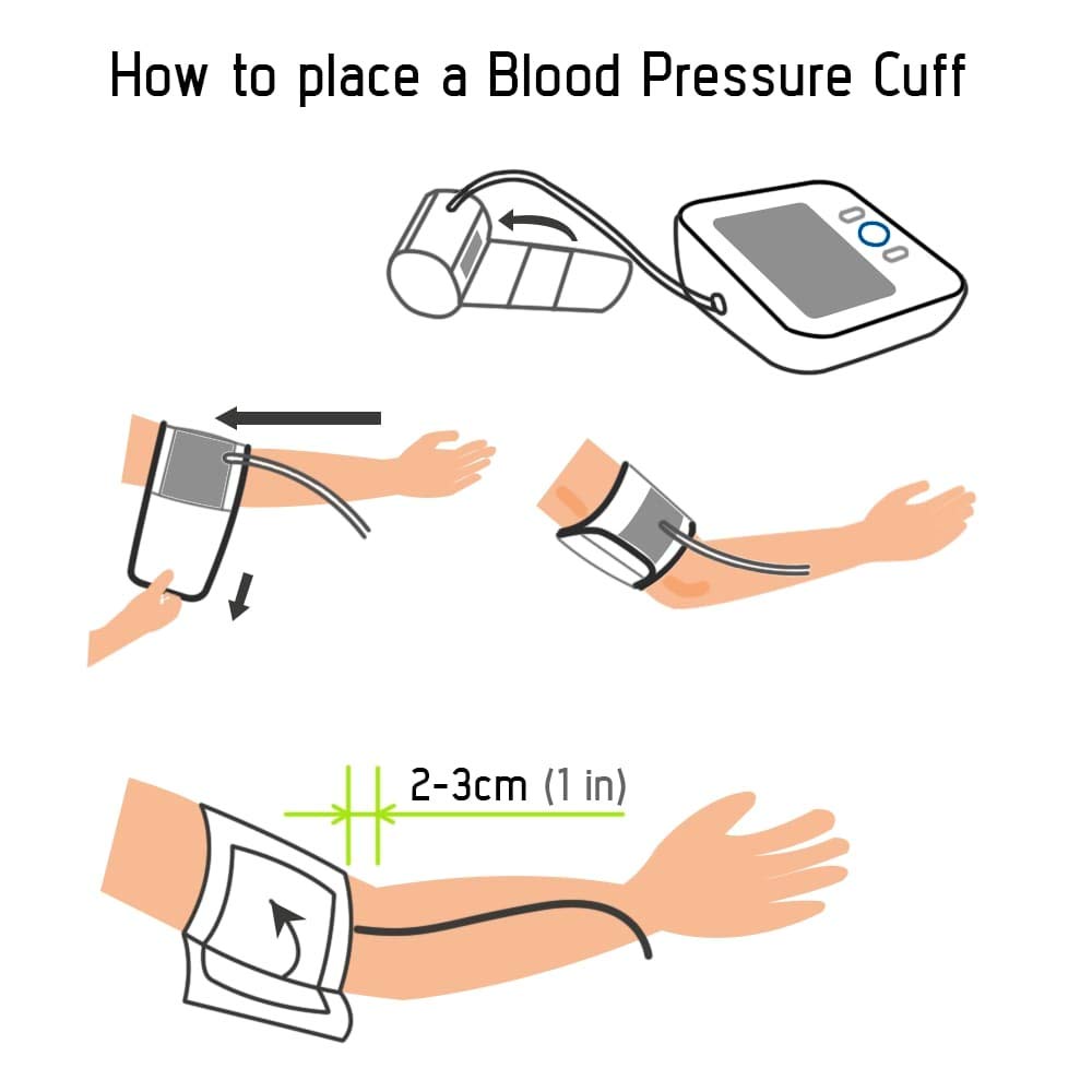 Paramed Blood Pressure Monitor - Bp Machine - Automatic Upper Arm Blood Pressure Cuff 8.7-16.5 inches - Large LCD Display 120 Sets Memory - Device Bag & Batteries Included