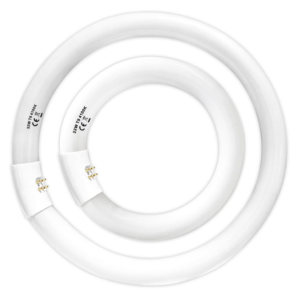 Celiwace FC8T9/CW 22W and FC12T9/CW 32W Cool White Set, 8 inch T9 22 Watts Circular Light Bulbs, 12 inch 32 Watts Circline Fluorescent Bulb Round Ring Bulb CRI 80, G10q Prong
