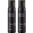 b.tan Violet Self Tanner Mousse Bundle | Love At First Tan - Best, 1 Hour Express Sunless Tanning Foam, Cancels Orange Tones, Dark Bronzing Glow, No Fake Tan Smell, Face & Body, 6.7 Fl Oz, Pack of 2