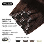 SUYYA Clip in Hair Extensions Real Human Hair,Human Hair Extensions Clip ins Straight Human Hair Clip ins Double Weft Hair Extensions Clip ins 7pcs 120g(18 inches #2 Darkest Brown)