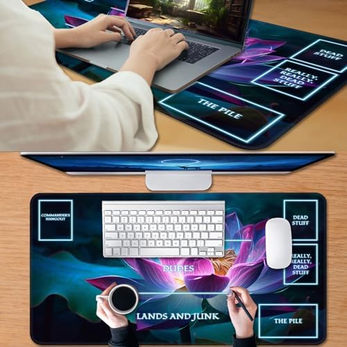 for MTG Game Playmat, for Magic TCG Rubber Play mat,Tabletop Card Playmats with Smooth Surface,Trading Card Inked Game Mat with White Zones,Battle Game,Colorful Glowing Lotu