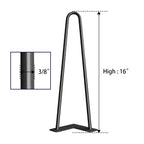 SMARTSTANDARD 16" Hairpin Furniture Legs, Metal Home DIY Projects for Nightstand, Coffee Table, Desk, etc with Rubber Floor Protectors Black 4PCS
