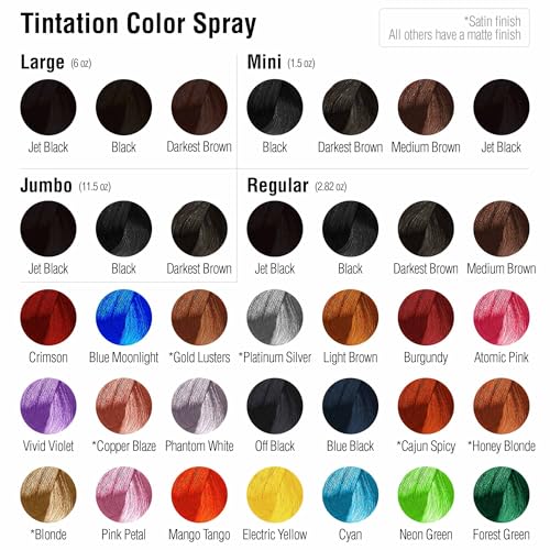 RED by Kiss Tintation Temporary Hair Color Spray, Extra Large Size, Instant Gray Root Cover Up, Water-Resistant, Smudge-Proof, Hairline & Barber Touch-Up, Quick Dry (Black, 11.5 OZ)