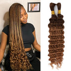 Human Braiding Hair 100g Deep Water Wave Bulk Human Hair for Braiding No Weft 10A Brazilian Virgin Curly Human Hair Extensions for Boho Braids (100g-26inch, T4/30-Deep)