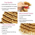 Deep Wave Bulk Human Hair for Braiding No Weft 100 g (1 Pack-2 Bundles) 100% Unprocessed Brazilian Virgin Human Hair Bulk Human Braiding Hair For BOHO Braids Curly Deep Bulk 22 inch Honey Blonde #27