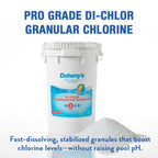 Doheny's Di-Chlor Granular Chlorine | Pro-Grade 3-in-1 Pool Sanitizer, Shock & Algaecide | Fast-Dissolving, Calcium-Free, No Residue | 99.5% Sodium Dichlor with 56% Stabilized Chlorine | 50lb Bucket
