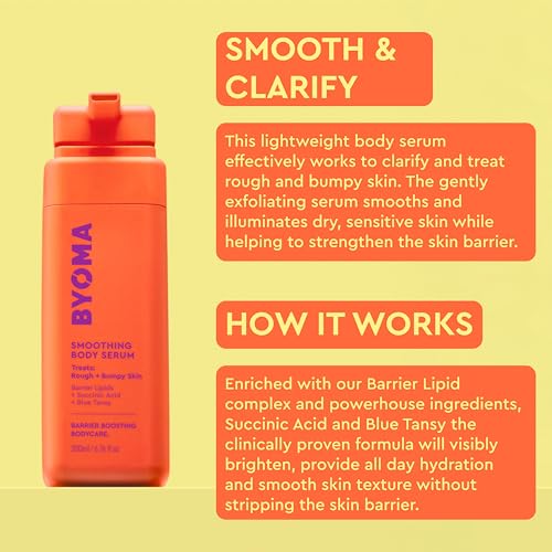 BYOMA Smoothing Body Serum - For Body Breakouts & Textured Skin - Lightweight Body Serum with Succinic Acid & Blue Tansy - Restores Skin Barrier & Soothes Inflammation - 3.4 fl oz