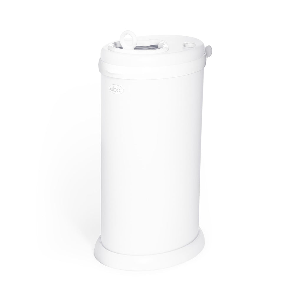Ubbi Stainless Steel Diaper Pail, No Special Bags, Odor-Locking, White
