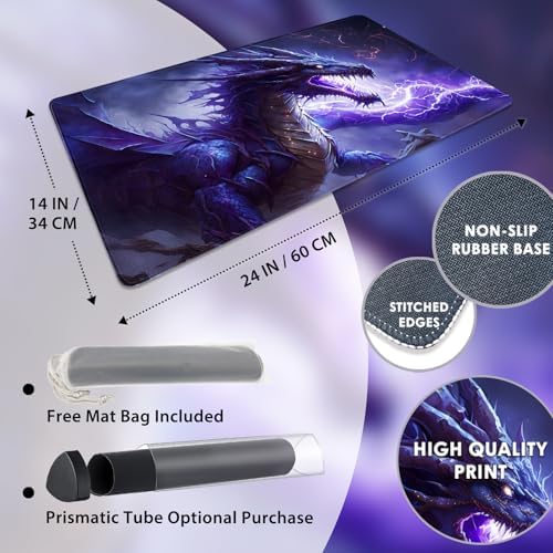 Custom Playmat 24" x 14" Non-Slip with Mat Bag - Printable Play Zone & Optional Stitched Edging, Any Image Printed Your Design Tournament and Card Game Legal