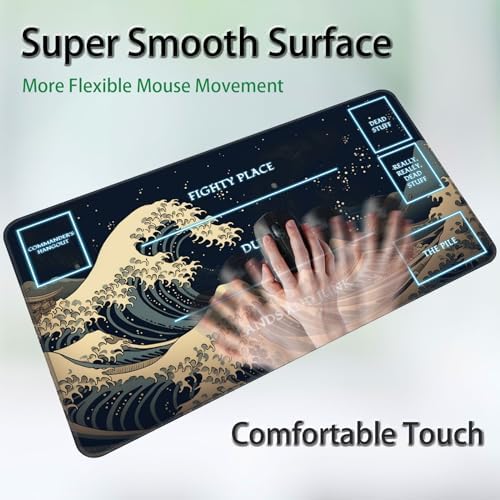 for MTG Game Playmat, for Magic TCG Rubber Play mat,Tabletop Card Playmats with Smooth Surface,Trading Card Inked Game Mat with White Zones,Battle Game,Retro Waves