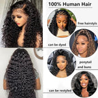 30 Inch Water Wave 13x6 HD Lace Front Wigs Human Hair Pre Plucked 200 Density Deep Part Curly Wig for Women with Baby Hair Water Wave Frontal Wigs Human Hair