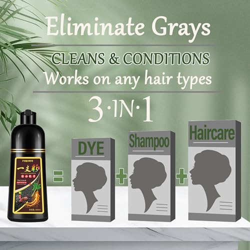 Instant Wine Red Hair Dye Shampoo, 3 in 1 Burgundy Color Shampoo Hair Dye for Grey Coverage, Herbal Coloring Shampoo for Women Men, 16.9 Fl Oz