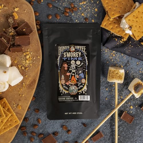 Bones Coffee Company Favorite Flavors Sample Pack Gift Set, Medium Roast Ground Coffee Low Acid Flavored Coffee Beans (4 oz, Pack of 5)