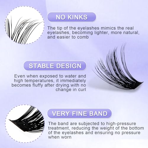 DIY lash Extension Kit 60D+80D Lash Cluster Kit with 240 PCS C/D Curl 12-16mm Mixed,Individual Lashes Clusters Lash Band and Seal Cluster Lash Applicator Individual Lashes Kit(60P/80P D12-16mm Kit)