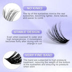 DIY lash Extension Kit 60D+80D Lash Cluster Kit with 240 PCS C/D Curl 12-16mm Mixed,Individual Lashes Clusters Lash Band and Seal Cluster Lash Applicator Individual Lashes Kit(60P/80P D12-16mm Kit)