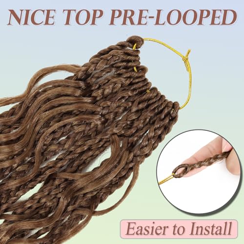 Goddess Box Braids Crochet Hair for Black Women 24 Inch 7 Packs Boho Crochet Box Braids Pre Looped Bohomian Box Braids crochet hair with Curly Ends Synthetic Braiding Hair Extensions M33/30/27