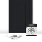 ALL-IN-ONE Paint by Heirloom Traditions, Iron Gate (Black), 8oz Sample - Durable cabinet and furniture paint. Built in primer and top coat, no sanding needed. Includes our 30 featured color card.
