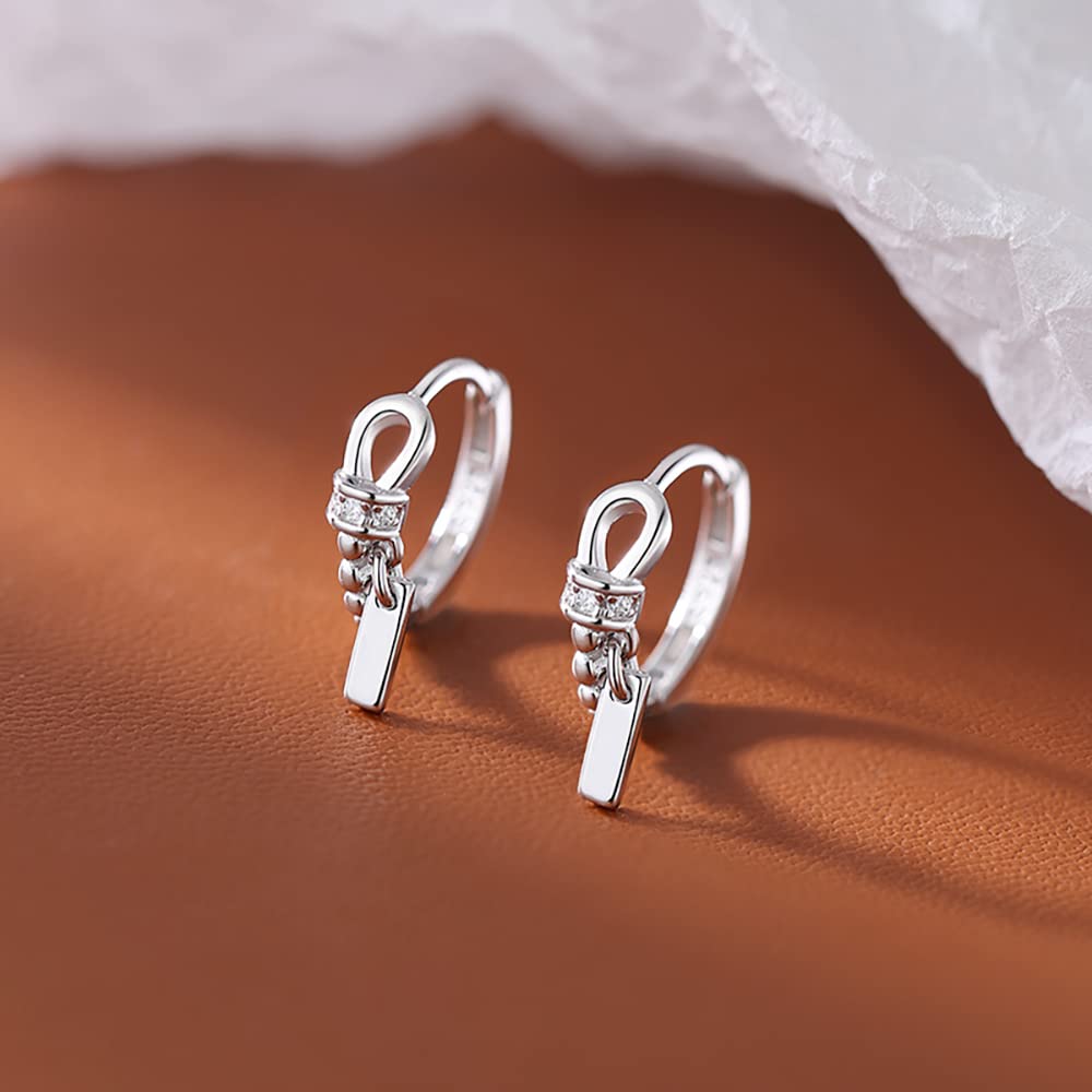 Reffeer Solid 925 Sterling Silver Minimalist Hoop Earrings for Women Teen Girls CZ Hoop Earrings Cartilage Helix Hoop Earrings Huggie (A-Silver)