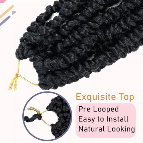 8 Packs Passion Twist Hair 12 Inch Pre-twisted Passion Twist Crochet Hair Pre-looped Crochet Braids Hair for Women Passion Twists Braiding Hair Synthetic Hair Extensions (12Strands/Pack; 1B#)