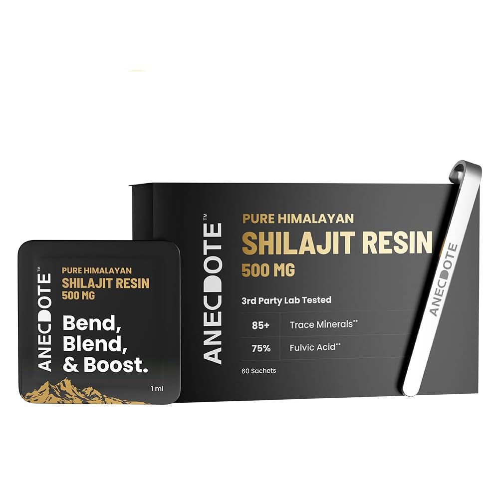 ANECDOTE Himalayan Shilajit Resin Cards 500mg | Boosts Stamina | Increases Productivity | 75% Fulvic Acid, 85+ Trace Minerals | No Added Sugar | Pack of 60