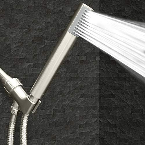 Luxury Spa: Brushed Nickel Hand Held Shower Head, 1.1 inch High Pressue Handheld Showerhead with Extra-Long Stainless Steel Hose, Experience MAXX Comfort and Elegance (Brushed Nickel)