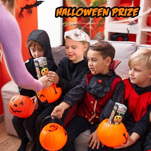 ArtCreativity Halloween Bubble Wand for Kids (2 Pack), 14" Light Up Pumpkin Bubble Wand with LED & Halloween Music, Halloween Boo Basket Stuffers for Kids, Halloween Toys for Toddlers