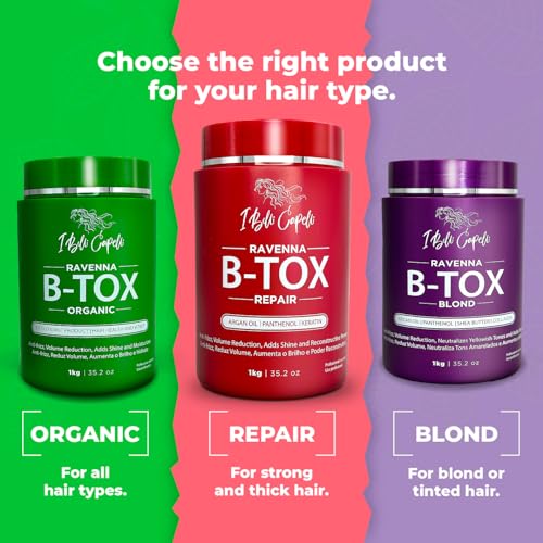 Ravenna Repair Hair B-tox -Cirugia Capilar para el Cabello, Formaldehyde-Free- B-tox Capilar Para El Cabello, Long Lasting Anti-Frizz, Smoothing, B-tox Hair Treatment 35.2 oz, 2 Pack