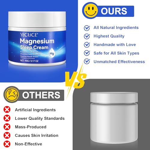 Magnesium Cream for Sleep - Topical Magnesium Oil for Feet, Pure Premium Magnesium Lotion for Body with Vitamin E and Almond Oil for Muscle Soreness, 1pcs