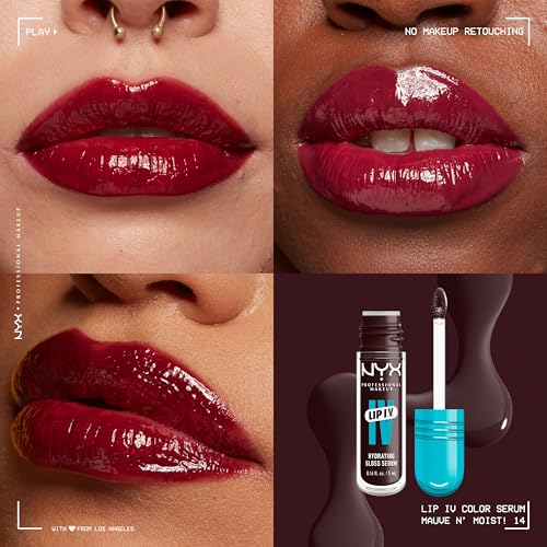 NYX PROFESSIONAL MAKEUP Lip IV Hydrating Glossy Lip Stain with 12HR Hydration - Mauve N Moist (Purple)