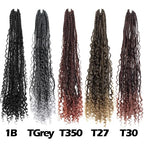 9 Packs Goddess Box Braids Crochet Hair 12 Inch Boho Box Braids with Curly Ends Synthetic Crochet Hair for Women, T30/Ombre Medium Dark Brown