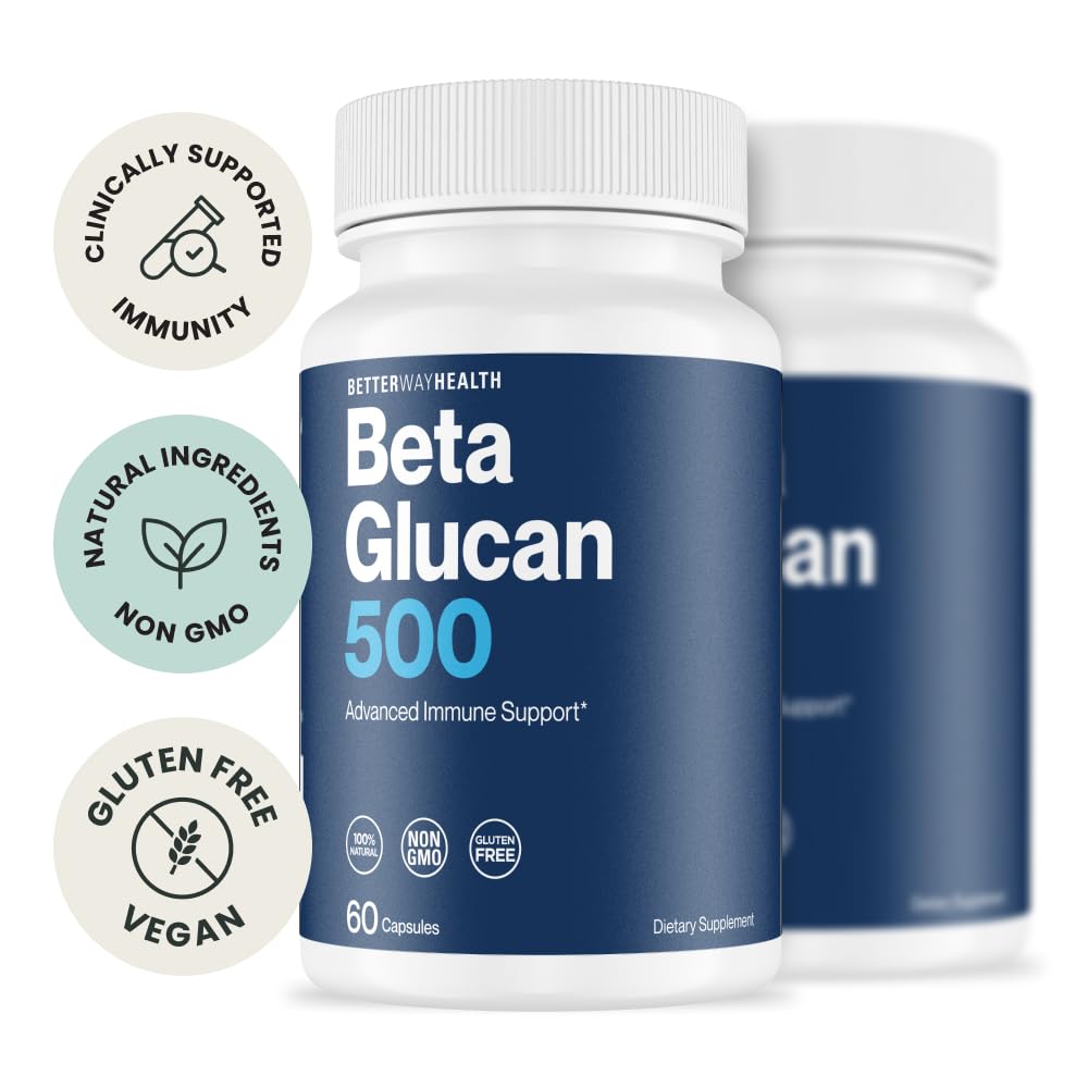 Better Way Health™ - Advanced Immune Readiness - Highly Purified 1,3/1,6 Beta Glucan 500 - Clinically Tested Immune Defense - 500mg/60 Capsules (Pack of 2)