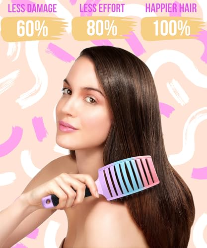 KTKUDY Wet or Dry Detangling Hair Brush for All Hair Types - Eliminates Knots & Reduces Breakage Hairbrush - Tangle Free Detangler Brush For Women Men & Kids, Single, 1 Count