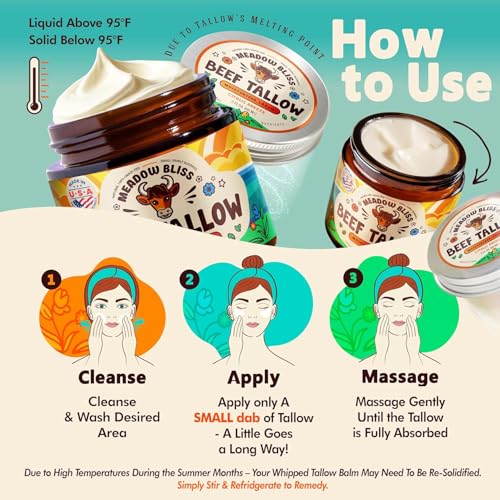 Beef Tallow for Skin - Moisturizer Cream - 100% Grass Fed - Whipped Beef Tallow - Organic Jojoba Oil - Organic Shea Butter - Supports Eczema, Rosacea+ - Made in USA - Citrus Breeze - 4 oz