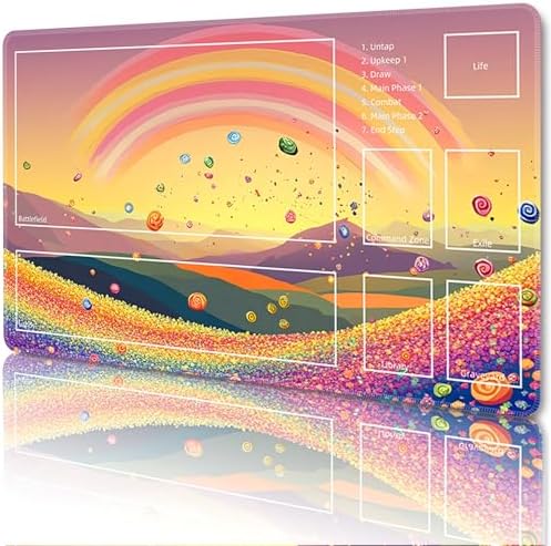 MTG Playmat with Zones Magic Card Playmat Game Mat,TCG & CCG Card Games Mat with Free Storage Bags Size 24 x 14 Inches (with Zones,Sun2)