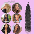 ZRQ 24 Inch Ocean Wave Crochet Hair 7 Packs Curly Braiding Hair Deep Wave Twist Crochet Hair for Boho Goddess Box Braids Goddess Locs Bohemian Braiding Hair Extensions #T27613