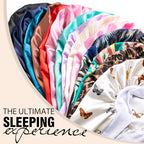 3Pcs Bonnets for Black Women Braid Bonnet, Large Long Satin Bonnet for Braids, Black Women Satin Silk Bonnet with Stretchy Tie Band Sleep Bonnet Cap for Long Curly Hair (Green & Black Pattern & Brown)